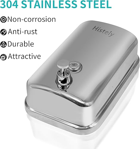 Miniatura 4 de Dispensador de jabón comercial para montaje en pared, dispensador de jabón manual de acero inoxidable, bomba de líquido, a prueba de corrosión, sin