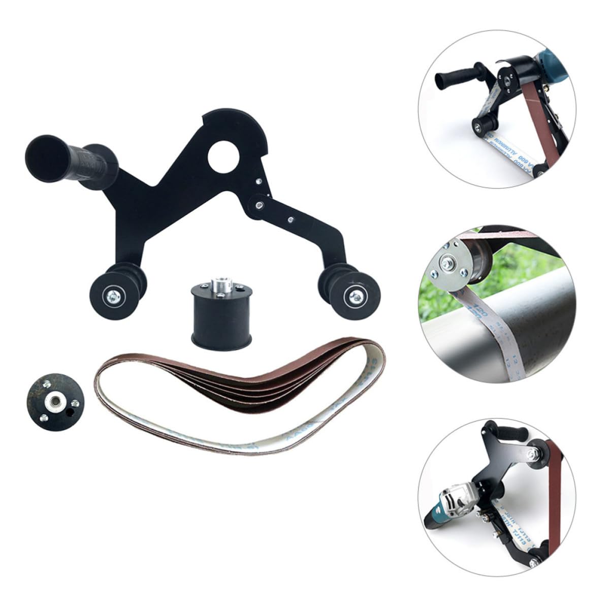 ULTECHNOVO Juego de Accesorios para Lijadora de Banda Pequeña Adaptador para Lijado de Tubos, Resistente al Desgaste Alta Uniformidad de Pulido, Adecuado para Uso Portátil