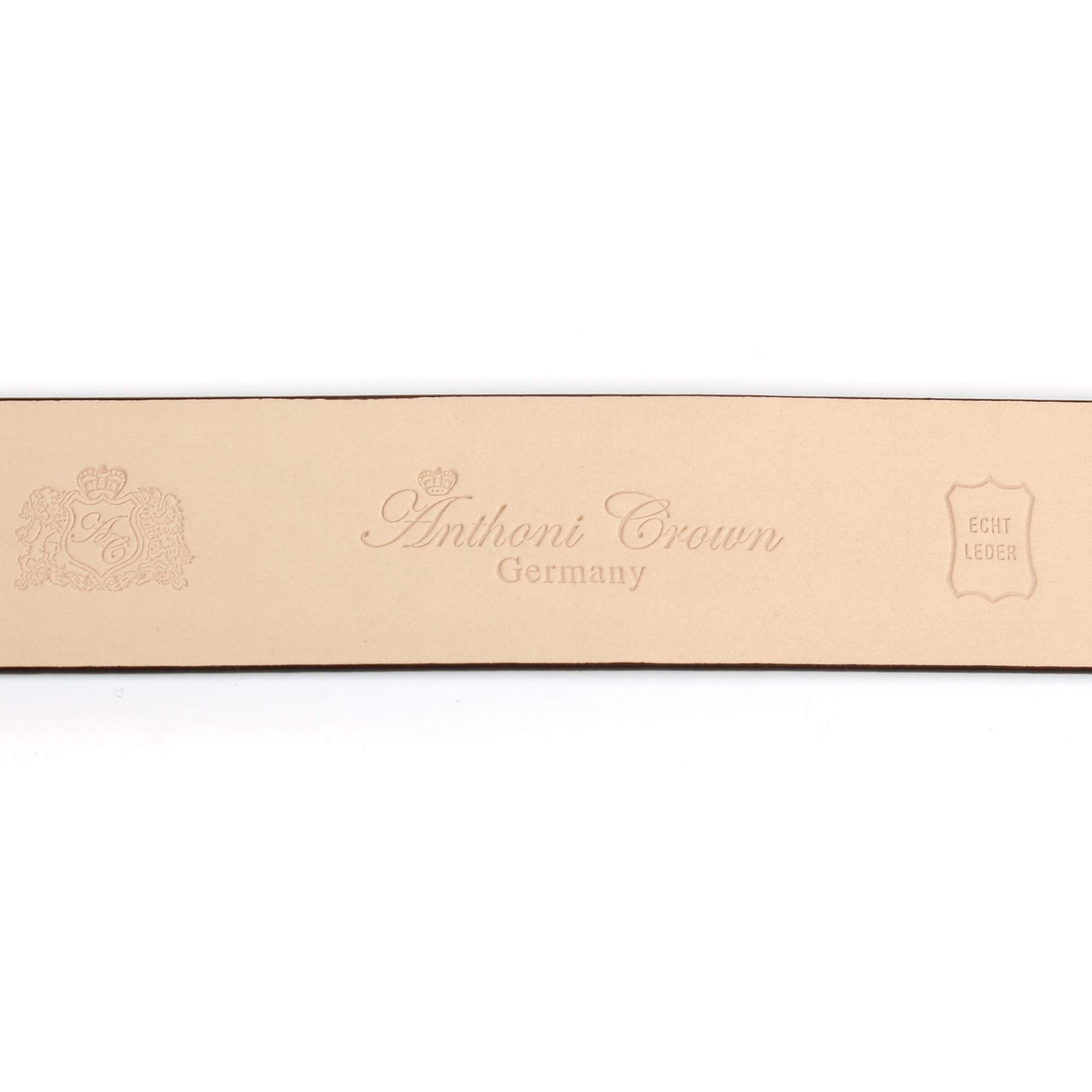 Anthoni Crown Leder Herrengürtel trendige Farbton Cognac-Braun / 3,5 cm Gürtel ohne Löcher, Automatikgürtel/Ledergürtel für Herren Anzug, Herren Hose oder Jeans, kürzbar