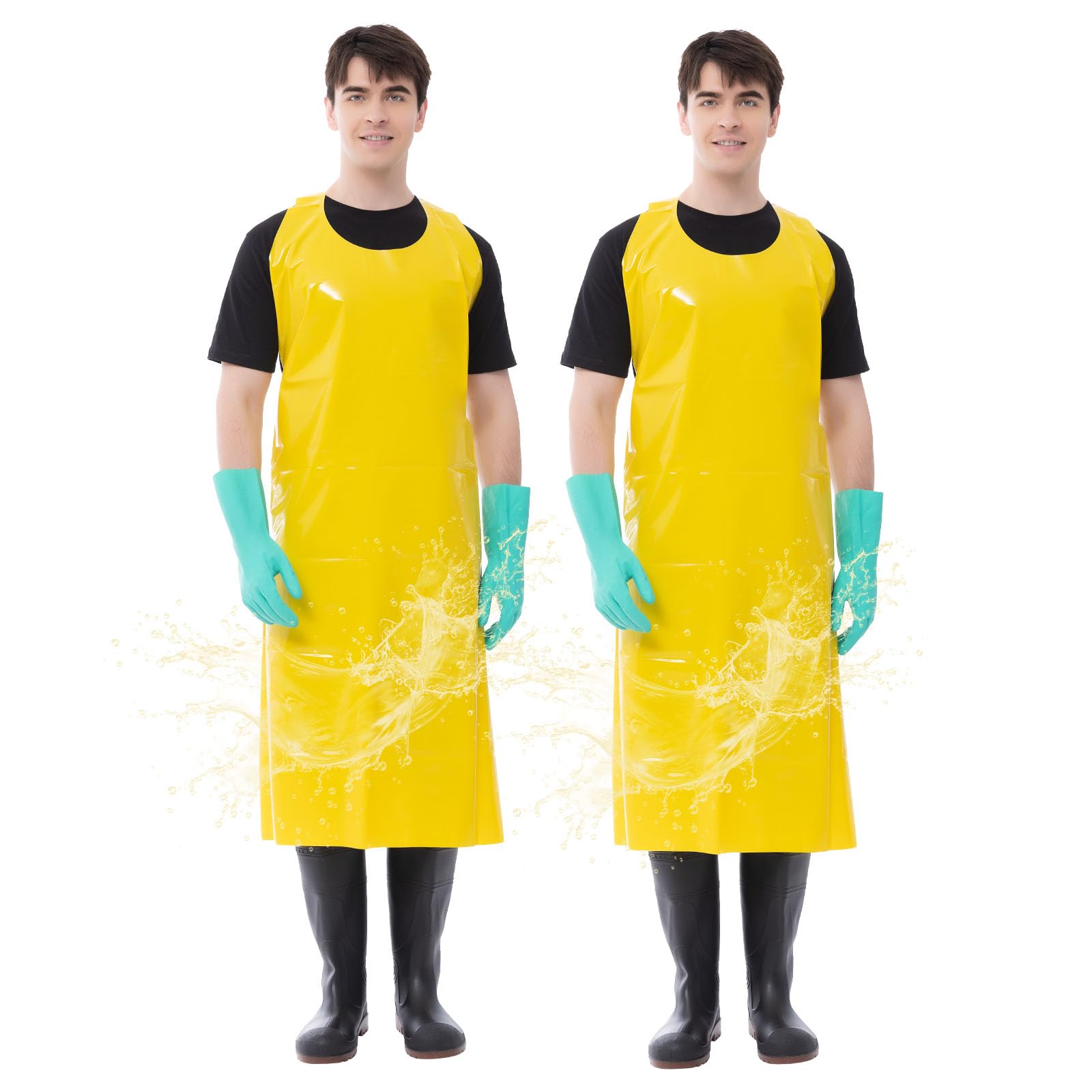 VICOGARD 2 Pack Waterproof Vinyl Apron, Unisex Ultra Lightweight TPU Apron Chemical Resistant Work Aprons