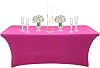 6ft Spandex Tablecloths Stretchable Tablecloth Hot Pink for Rectangle Table,Washable Fitted Table Cloth Spandex Stretch Patio Table Covers for Event,Wedding,Banquet,Party,Covering Stalls,Exhibitions