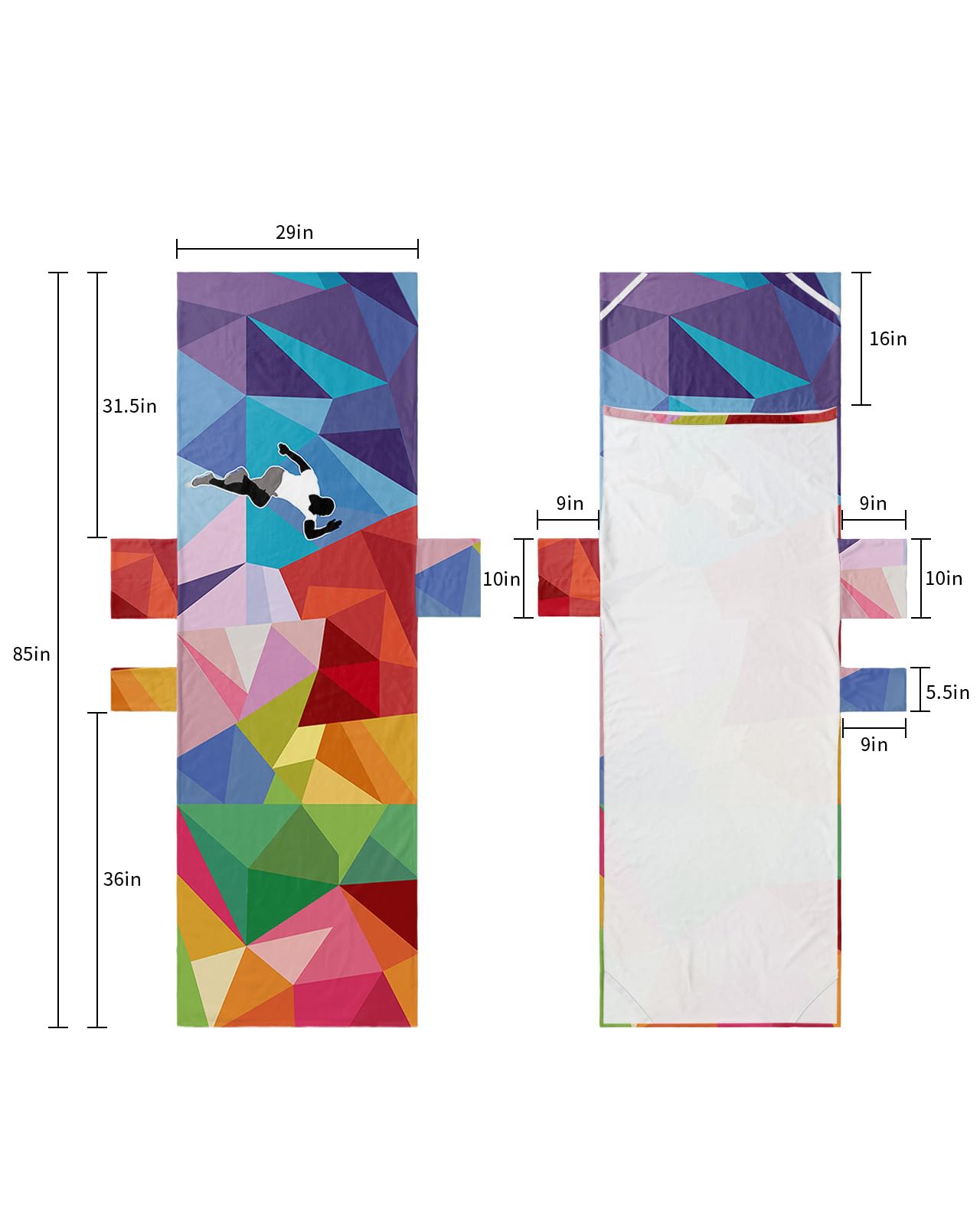 Colorful Geometric Beach Lounge Chair Towel Cover, Soft Chaise Lounge Towel with Side Pockets Patio Pool Chairs Cover for Beach/Pool Sunbathing 29x85 Runners Modern Abstract Art