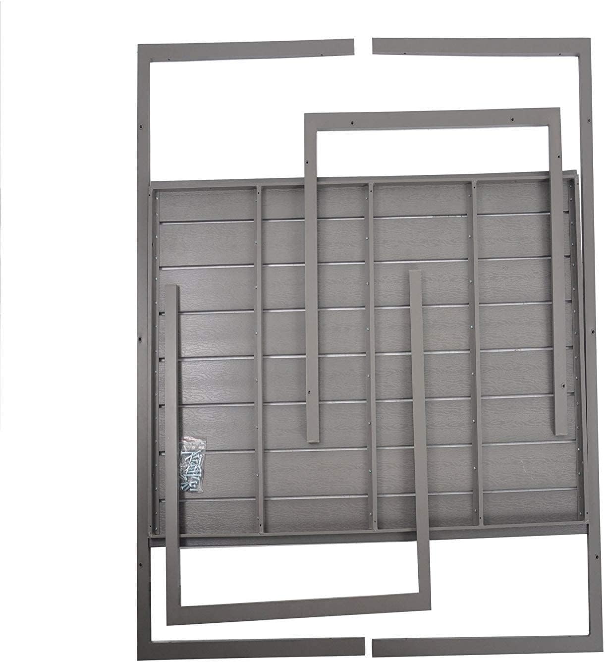 Outdoor Patio Dining Table, Lightweight Aluminum Frame Rectangle Table for 6, PS Table Top Heavy Duty Patio Furniture for Garden, Picnic Table Easy Install Indoor Outdoor Grey