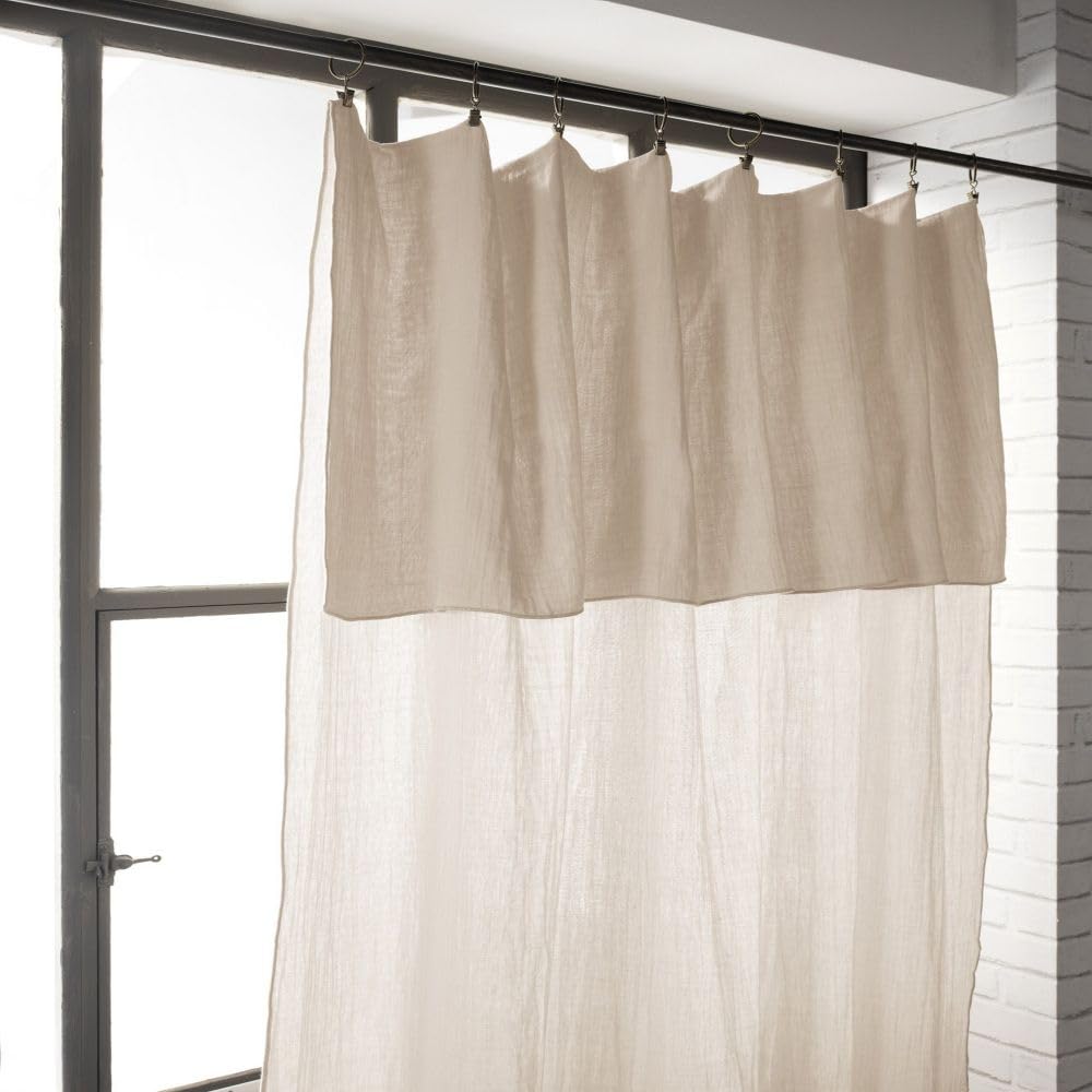 Rideau Ajustable 140x300 cm Gaze de Coton Naturel