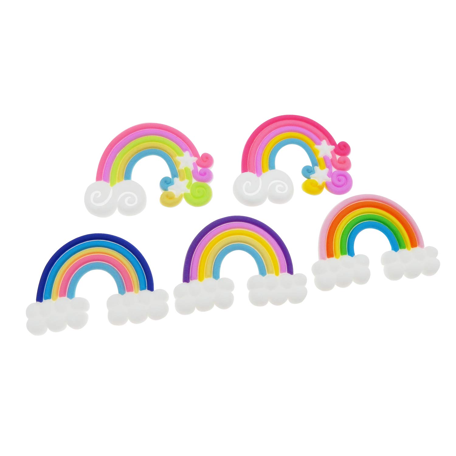 20 PCS Assorted Soft PVC Rainbow Clouds Embellishments Scrapbooking Crafts Flat Back Slime Charms Bulk DIY Arts Projects Jewellery Making Findings