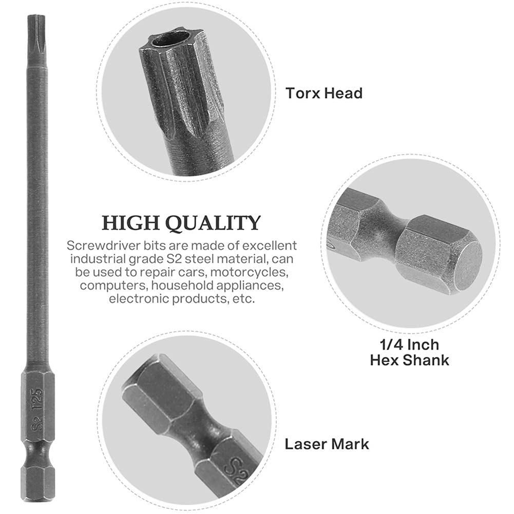 11 sztuk 150mm długi magnetyczny wkrętak torx bity z łbem płaskim sabotaż T6-T40 zestaw wierteł narzędzie ręczne do wkrętarki elektrycznej wiertarki