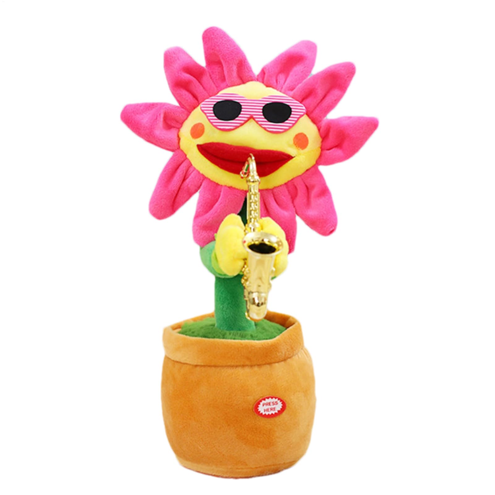 Dancing Sunflower Toy - Plush+ABS 220mAh | Glowing Talking Plush | Repeating Recording Saxophone Toy | Musical Party Favor, Animated Flower Doll, Interactive Educational Gift For Kids, Recording Singi