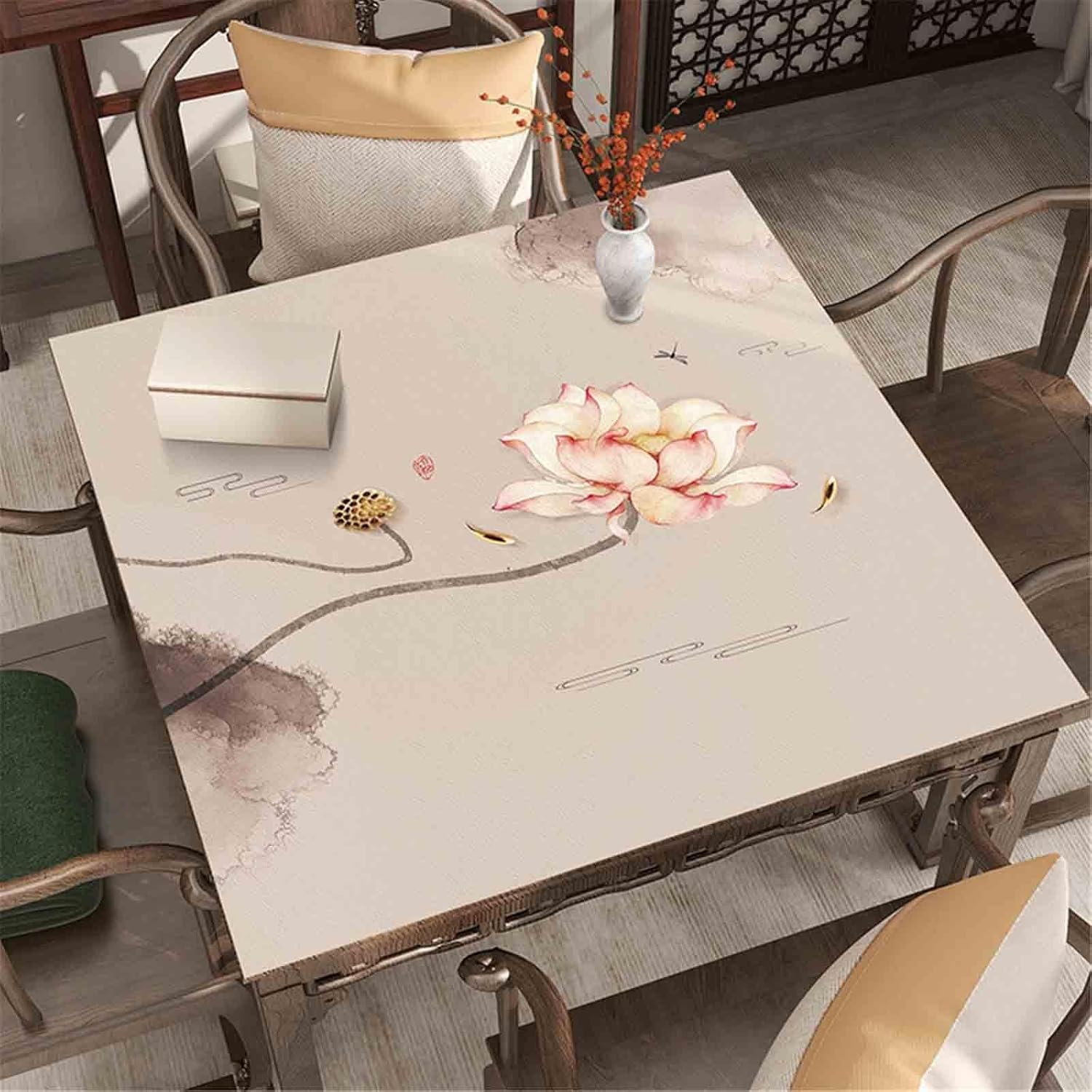 Chinese Style Leather Mahjong Mat for Table Board Games Enthusiasts Mahjong Table Cloth Non-Slip Waterproof for Dominoes Tarot Cards Poker(130 * 130cm,A)