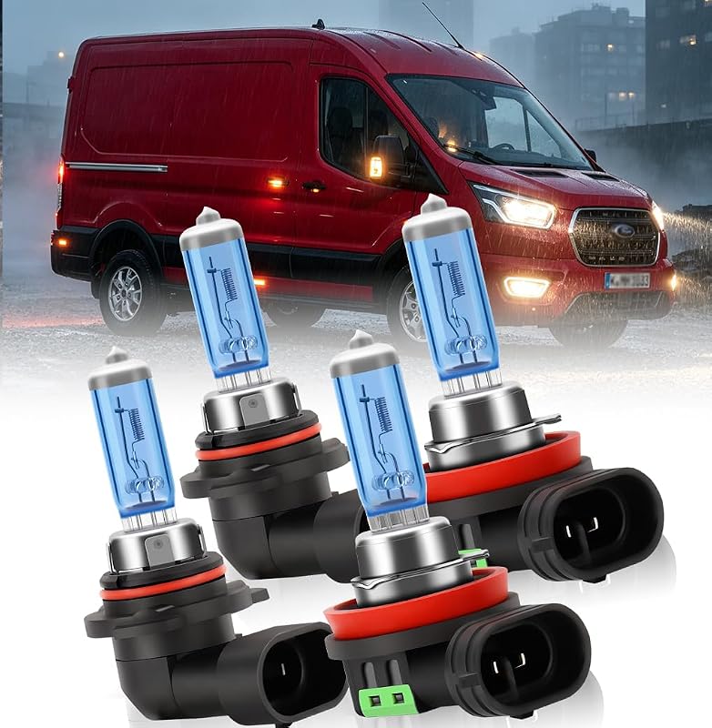 Kit de lâmpadas halógenas para farol e neblina KINGSOFE HIR2/9012 e H11 para Ford Transit 150, 250 e 350 2014–2023 – 4 unidades