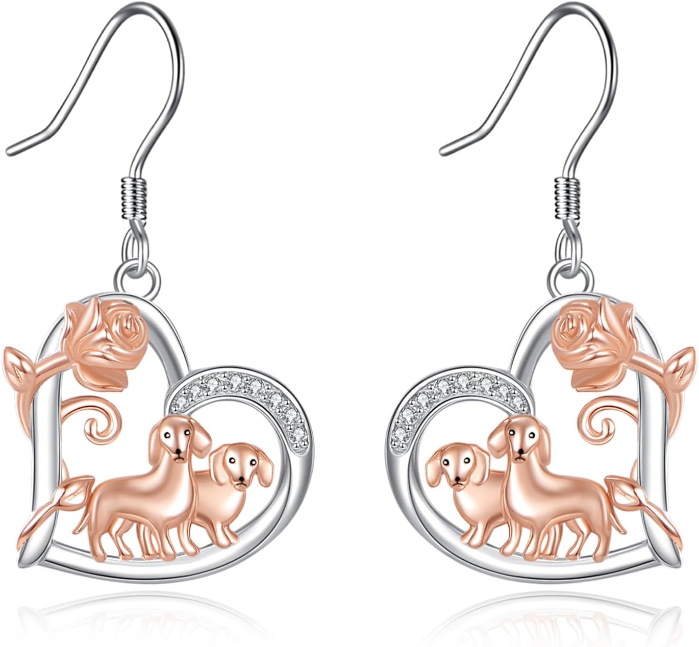 YAFEINI Cute Animal Earrings 925 Sterling Silver Chicken Lion Duck Yorkie Alpaca Mouse Sheep Dachshund Penguin Cat Robin Opossum Donkey Dangle Drop Earrings Jewelry Gifts for Women