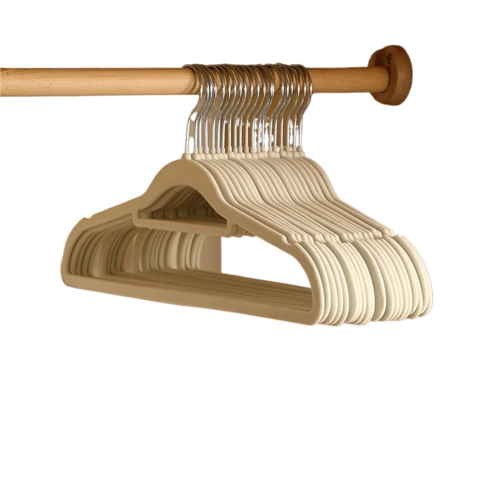 Duexioly Beige-10Pcs Velvet Hangers 10Pcs Velvet Clothes Hangers Non-Slip Flocked Felt Solid Heavy-Duty For Storage(Beige-10Pcs)