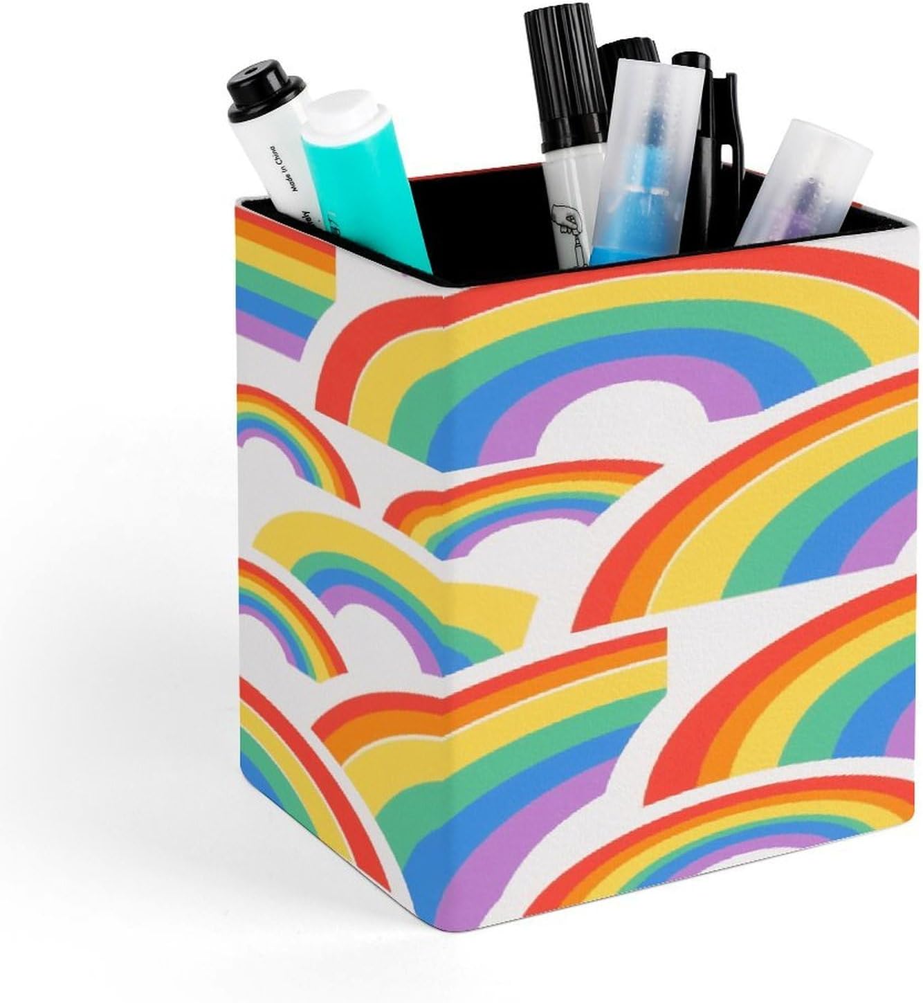 Colorful Stripe Square Pen Holder Desk Organizer for Office Home