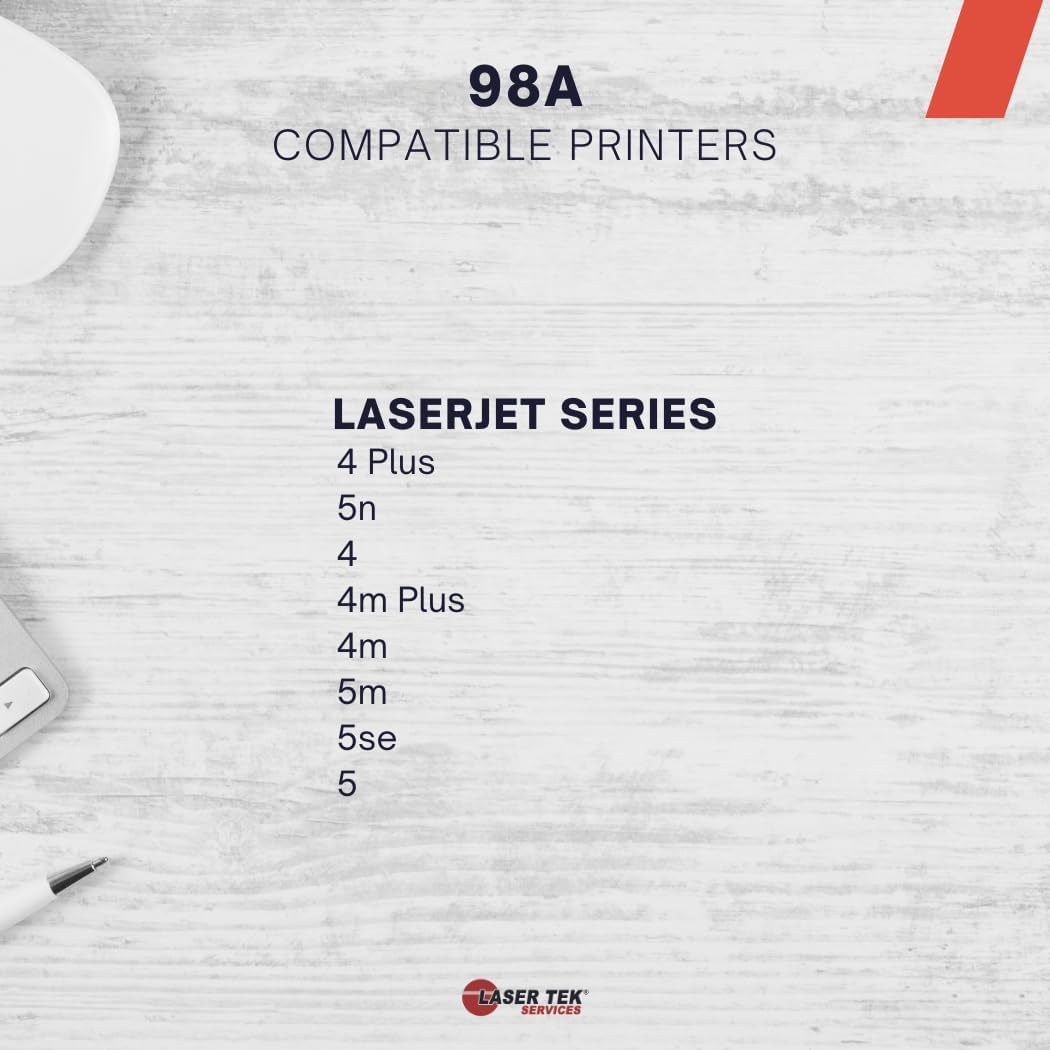 Laser Tek Services Compatible Toner Refill Kit Replacement for HP 98A 92298A Works with HP Laserjet 2100 2100n 2100m 2100tn Printers (Black, 4 Pack) - 6,800 Pages
