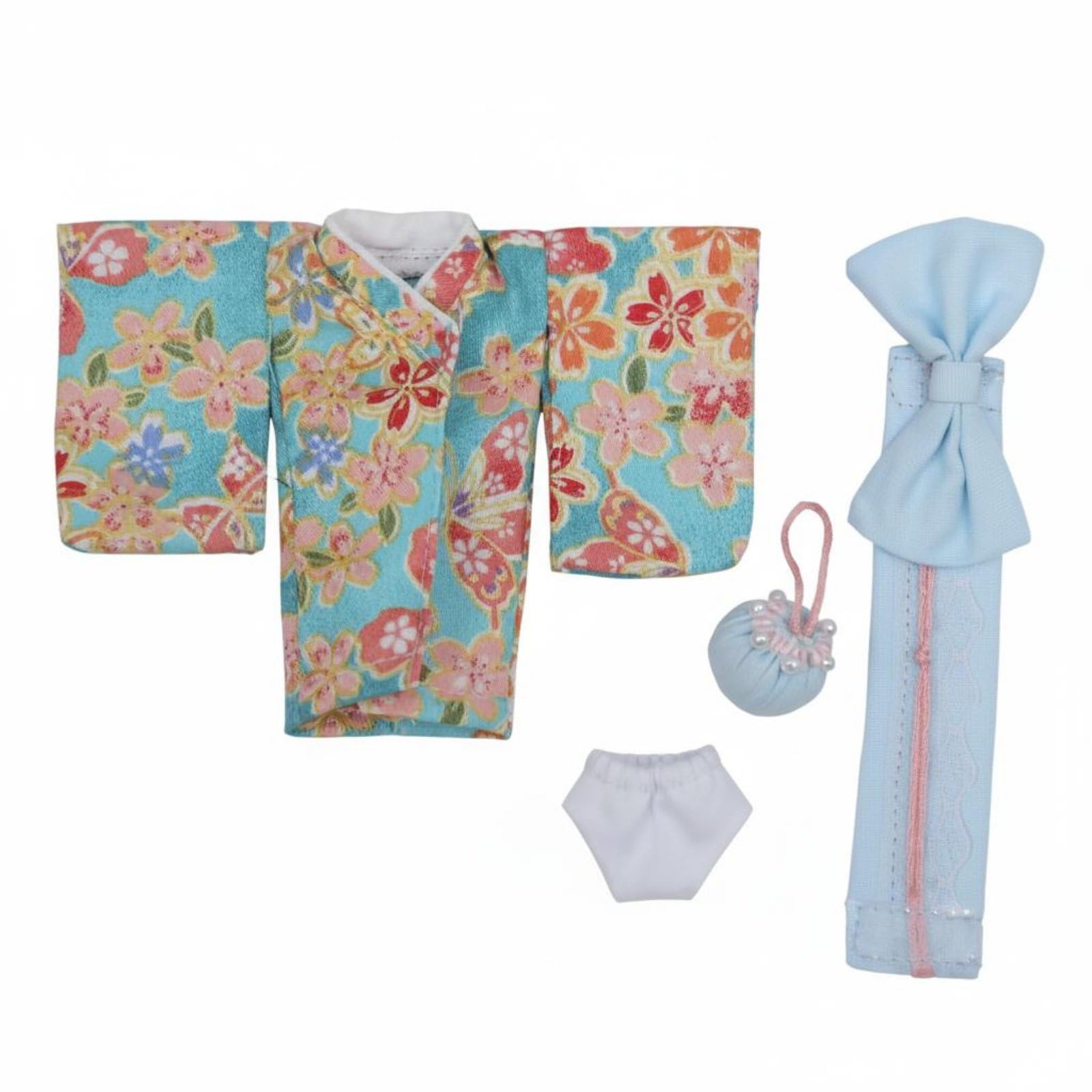 predolo OB11 Doll Clothes Traditional Pattern 1/12 BJD Kimono Cute Aesthetic Doll Kimono Set , Floral Green+Acc SET