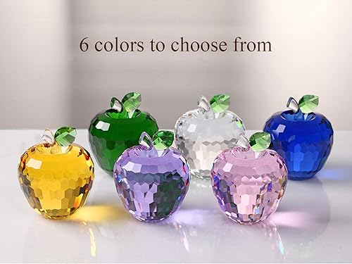 Miniatura 6 de DOJOZ Pisapapeles de cristal de manzana, regalos de cumpleaños, decoraciones artesanales para el hogar, adornos coleccionables (morado)