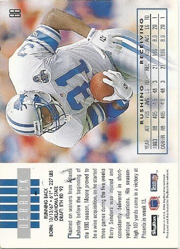 1994, Derrick Moore, Signed, Autographed, Skybox Football Card, #88, A COA will be included, Detroit Lions
