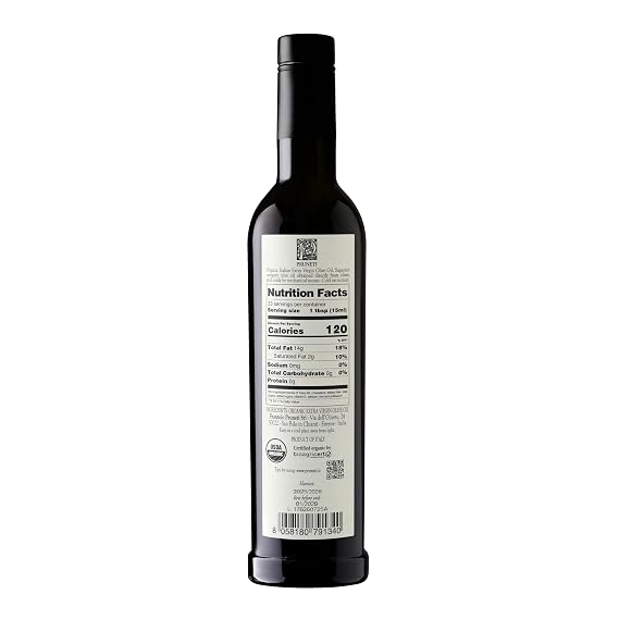Pruneti Frantoio Organic Extra Virgin Olive Oil Italian Olive Oil from Tuscany, Italy, 2026 Gold Award Winner 500+ mg/kg High Polyphenols evoo Cold pressed for Phenolic Shots & Finishing Use