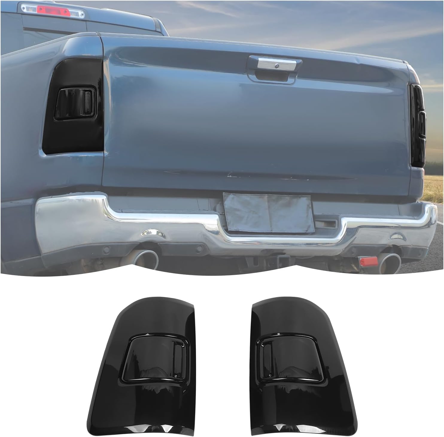 RT-TCZ Smoked Black Tail Light Lamp Cover Guard Trim Decoration Exterior Accessories for Dodge RAM 2019-2025