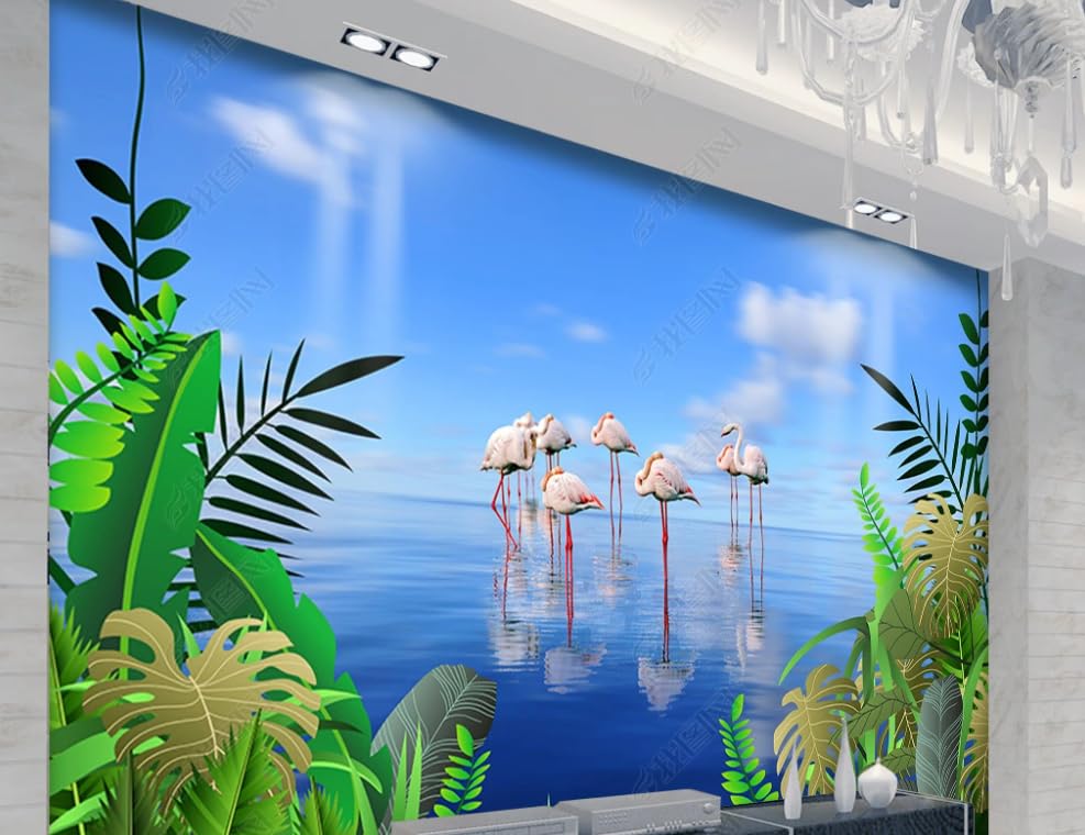 Poster géant mural océan et flamants roses pour une chambre parentale apaisante