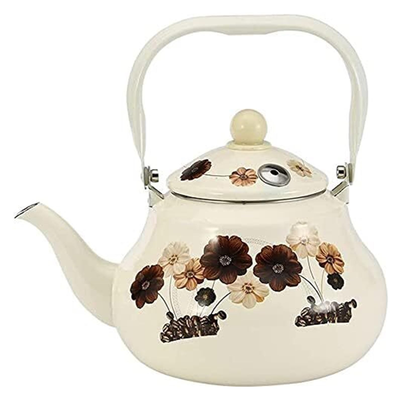 Czajnik-czajnik emaliowany 1,5 l, indukcyjny, lekki, wrzący dzbanek do herbaty, wylewka tradycyjna/retro do kuchenki gazowej z płytą grzejną lub kuchenką