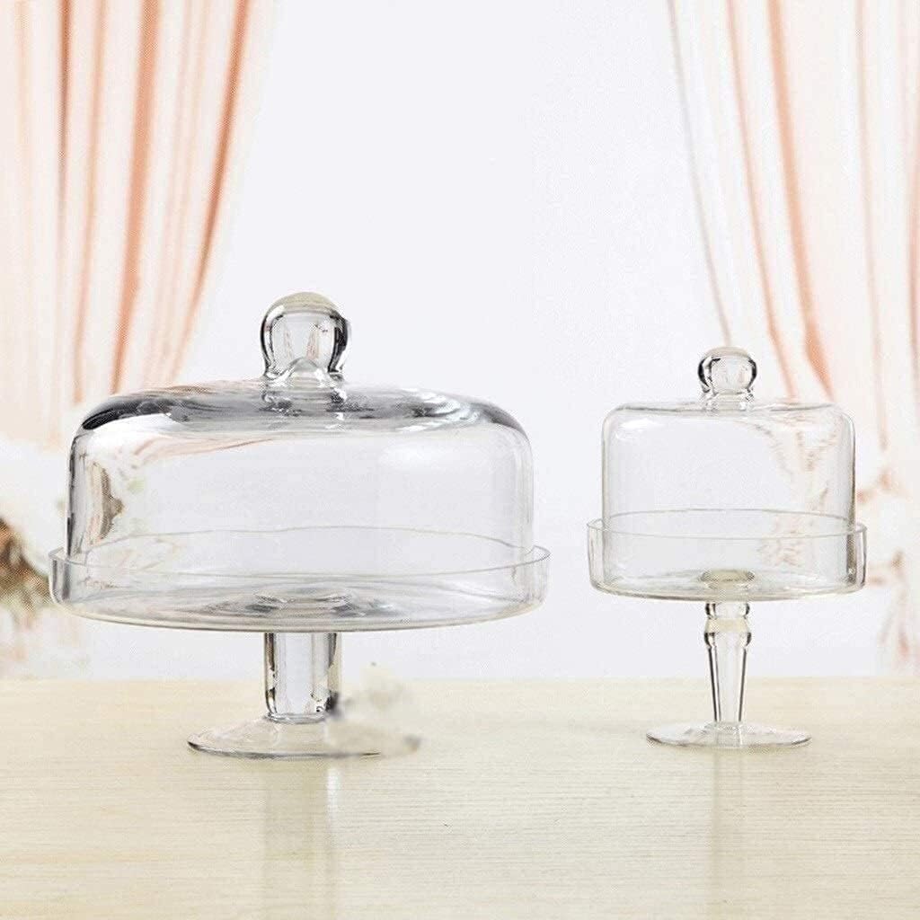 Présentoir à gâteau en verre avec couvercle pour hôtel, restaurant, assiette à pain, mariage, banquet, dessert, plateau de décoration de table (23 x 22 cm)