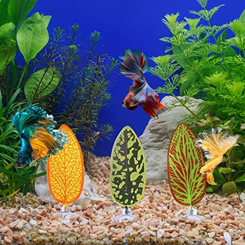 HyzaPhix 5pcs Betta Fish Leaf Pad Mushroom Silicone Betta Bed Realistic Betta Resting leaves Mushroom Betta decor for Small Fish Tank Aquarium Decorations (5PCS) - Image 4