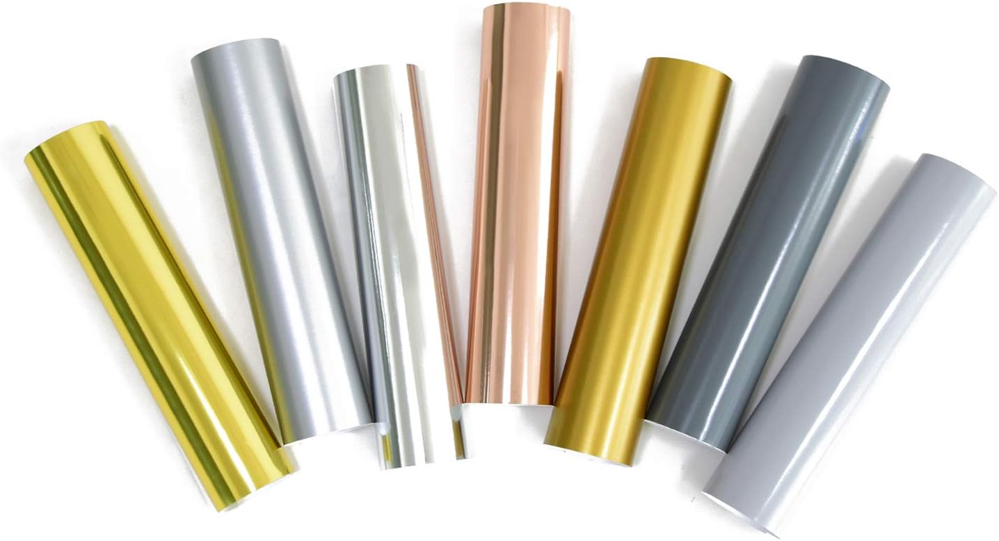 - Permanent Vinyl,Matte Metallic Craft Adhesive Vinyl 12" x 10" - 21 Sheets,7 Colors (Metal Gold, Satin Metal Silver, Satin Rose Gold, Spectrum Silver)