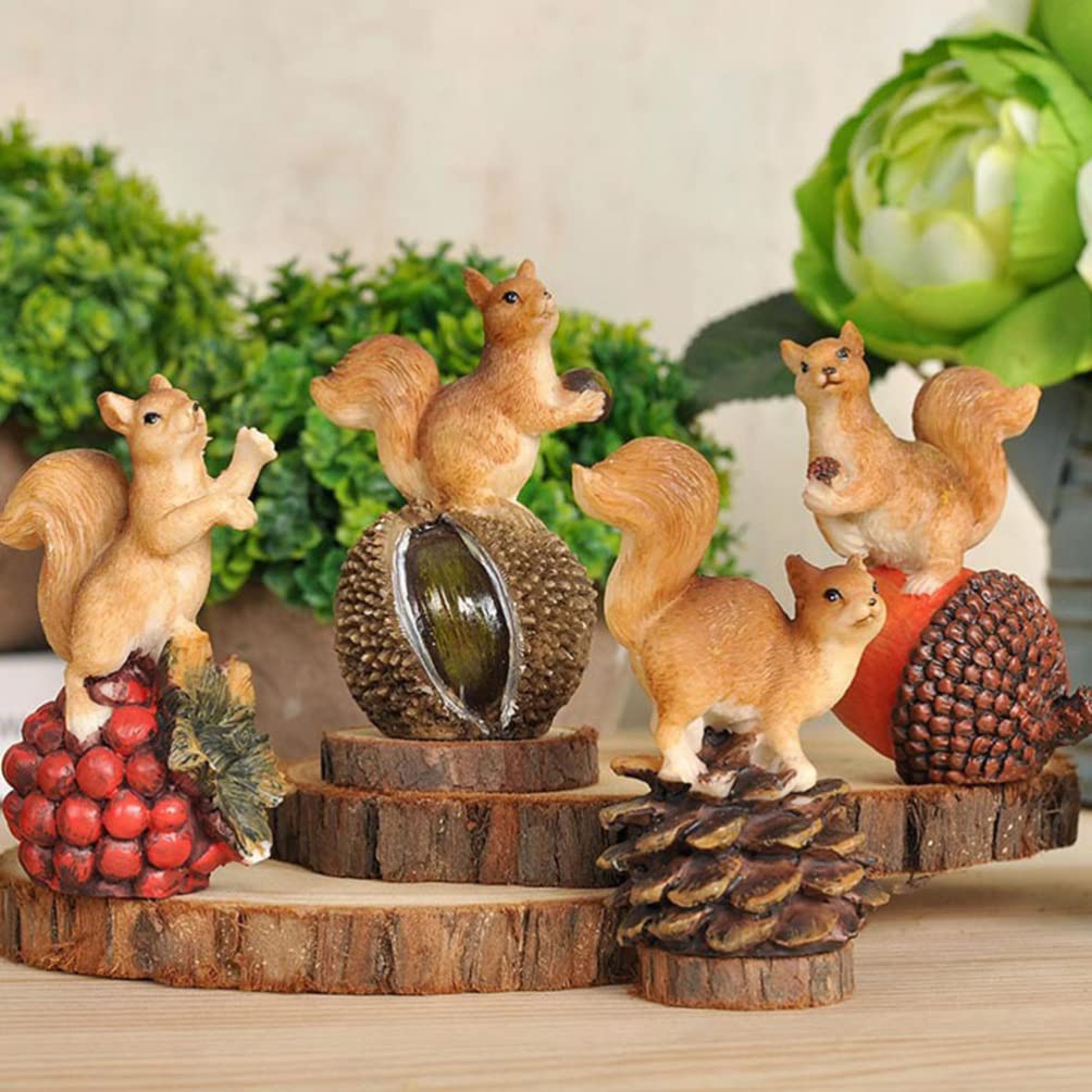 Amosfun 12）リス 置物 フィギュア ミニチュア リアル 樹脂 オブジェ