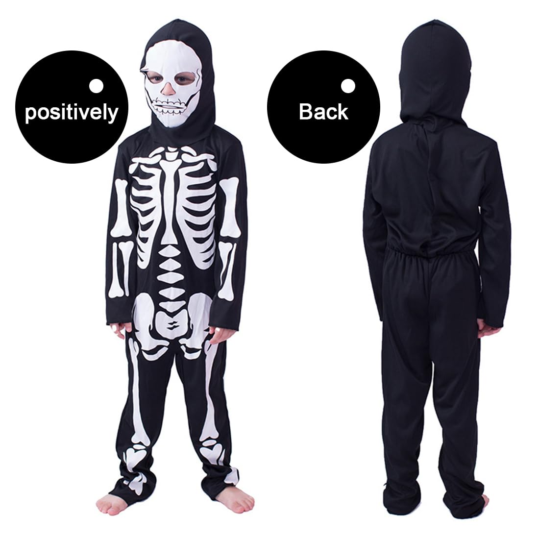 Bluelves Costume da Scheletro per Bambini, Unisex Halloween Carnevale, Travestimento Horror Con Ossa, Vestiti Bambino
