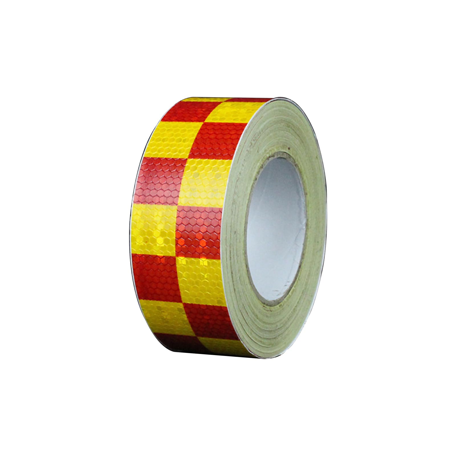 Oiujhgcds Yellow Red Reflective Tape, Checkered Lattice 2 Inch X148 Feet Conspicuity Adhesive Safety Tape For Vehicles Bikes Clothes Helmets Mailboxes(Yellow Red)
