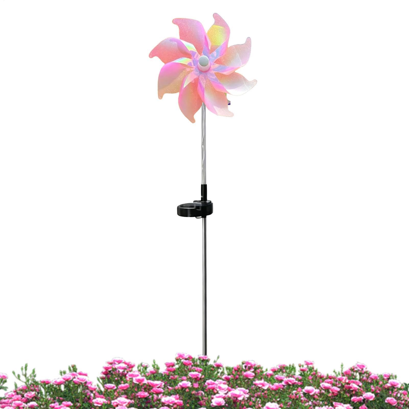 Spinner à vent avec lumière solaire extérieur moulin étanche pour pelouse