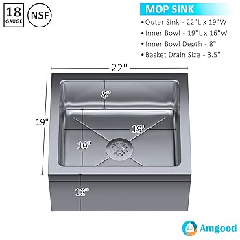 Amazon.com: Stainless Steel Floor Mop Sink | 304 Stainless