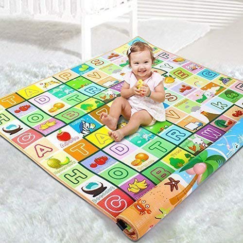 ZINLEY Double Sided Water Proof Baby Play Mat, Learning mats for Kids Large Size, Crawling Baby Carpet (6 Feet X 4 Feet)