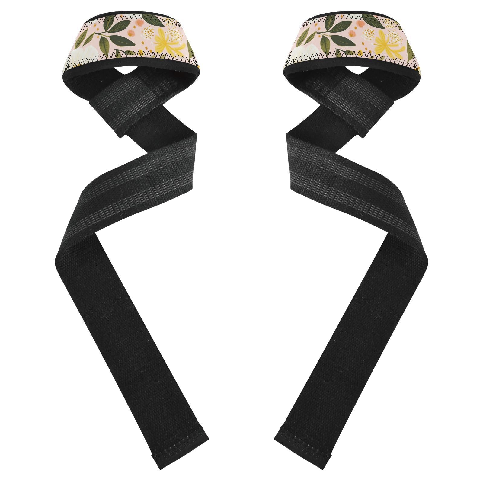 Nander Fresh Lemon Wrist Straps for Weightlifting,Lifting Straps with Neoprene Cushioned Wrist Padded and Anti-Skid Silicone for Strength Training,Bodybuilding,Deadlifting