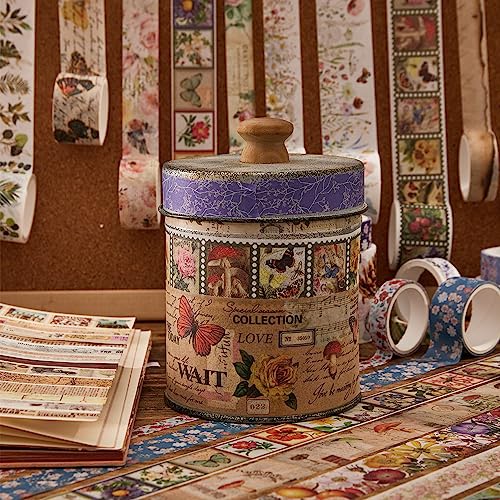 image for emmoolife 42 Rolls Vintage Washi Tape Set, Floral Letter Butterfly Mus