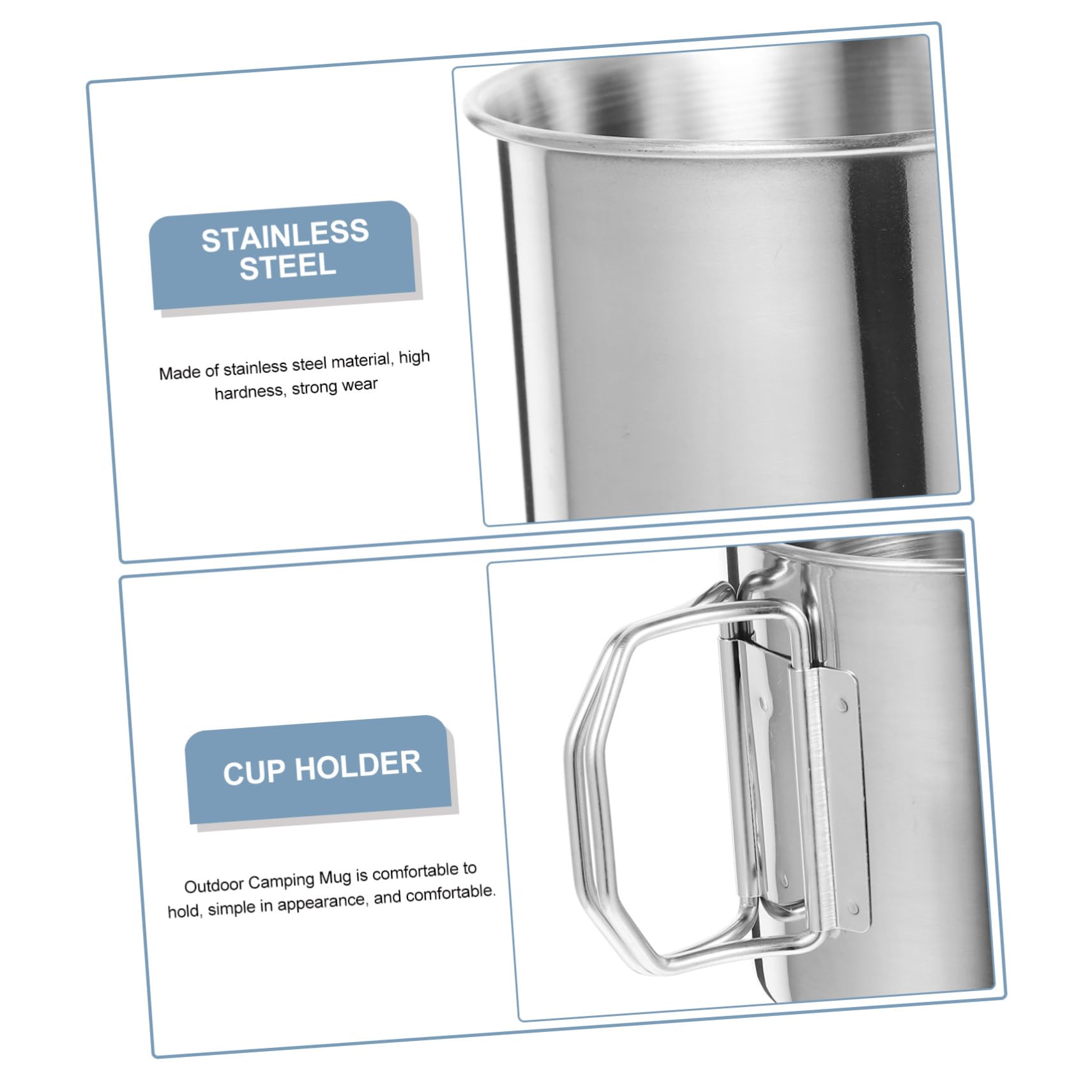 ibasenice 5 Ensembles Mug De Camping Acier Inoxydable De Tasses Portables Avec Poignée Pour Boissons Chaudes Et Froides Accessoire De Pique Et Randonnée 2 Pièces * 5