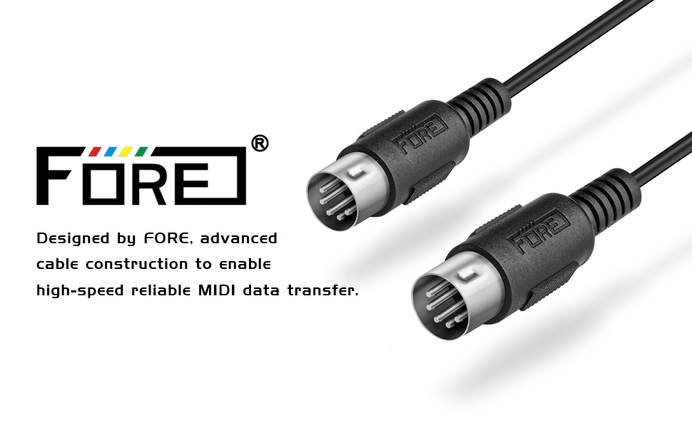 FORE Lot De 2 Câbles MIDI DIN 5 Broches Vers DIN 5 Broches