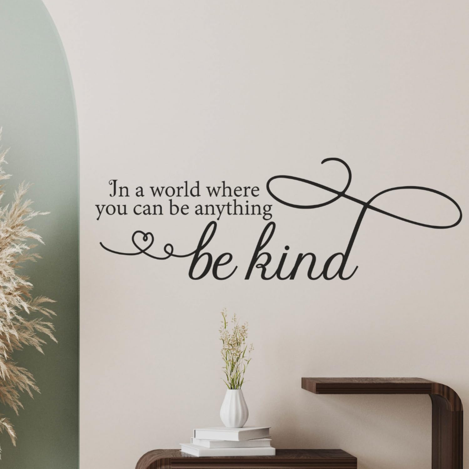 My Vinyl Story – in a World Where You Can Be Anything Be Kind Wall Decal – Inspirational Motivational Vinyl Quote Sticker Decor for Home Classroom, Removable (Black, 30x10 inches)