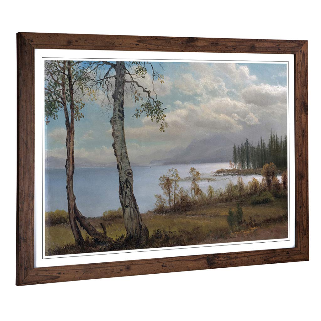 Big Box Art Framed Print of Albert Bierstadt Summer Lake Landscape Design | Wall Art Picture | Home Decor for Kitchen, Living Room, Bedroom, Hallway, Walnut, A2 / 24.5x18 Inch / 62x45cm
