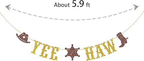 Miniatura 2 de Yee Haw - Pancarta de decoración de fiesta de vaquero occidental, banderines para fiesta del salvaje oeste, cumpleaños, baby shower, suministros de