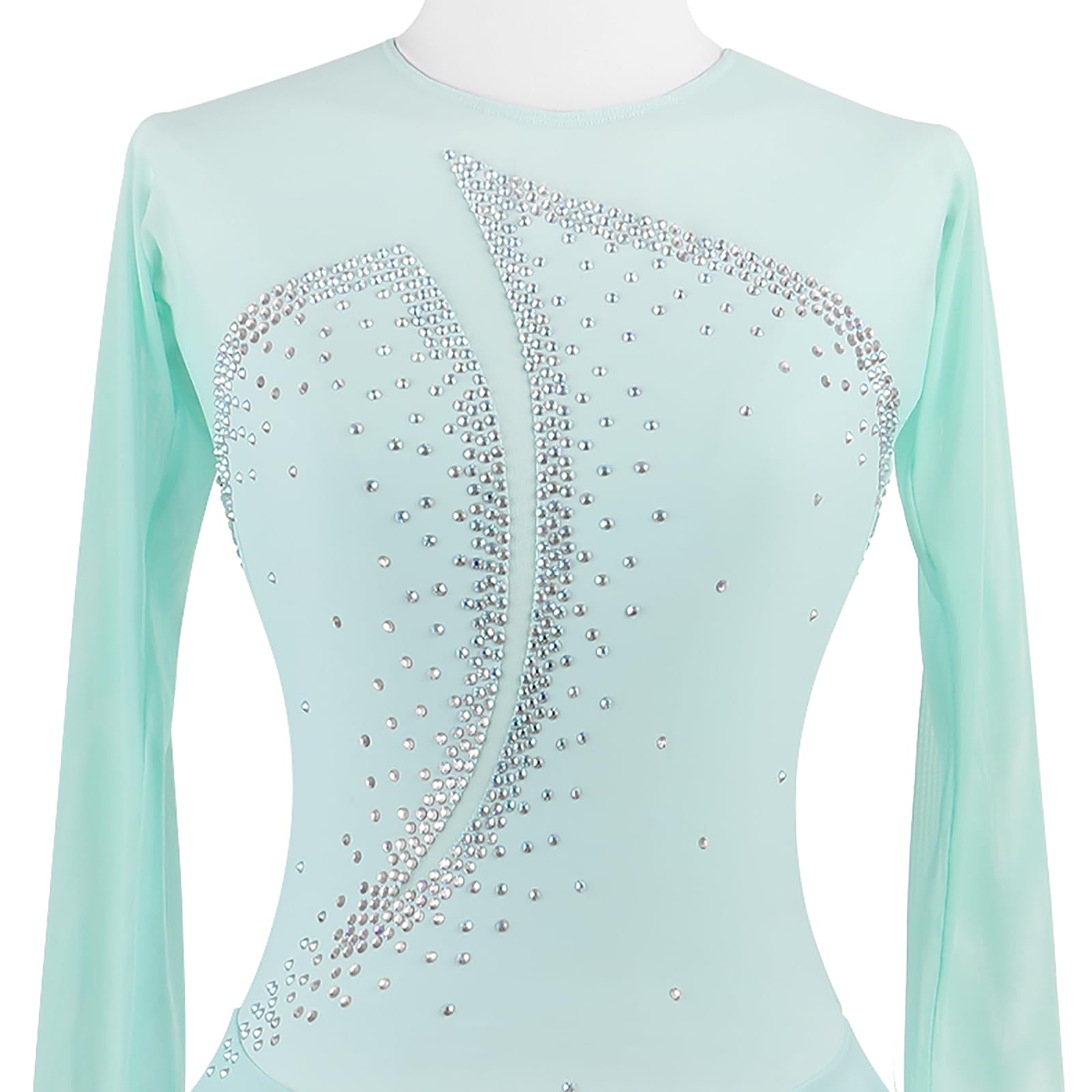 Vestito da Pattinaggio Artistico Ghiaccio Donna Skater Abito da Ballo con Strass Body da Danza Classica Balletto(Size:3XL,Color:Nero)