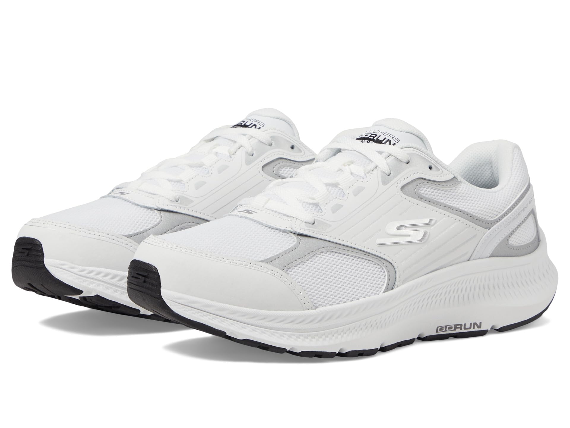 Skechers Women's Go Run Consistent 2.0 Advantage Trainers, White Leather/Silver Trim, 6.5 UK
