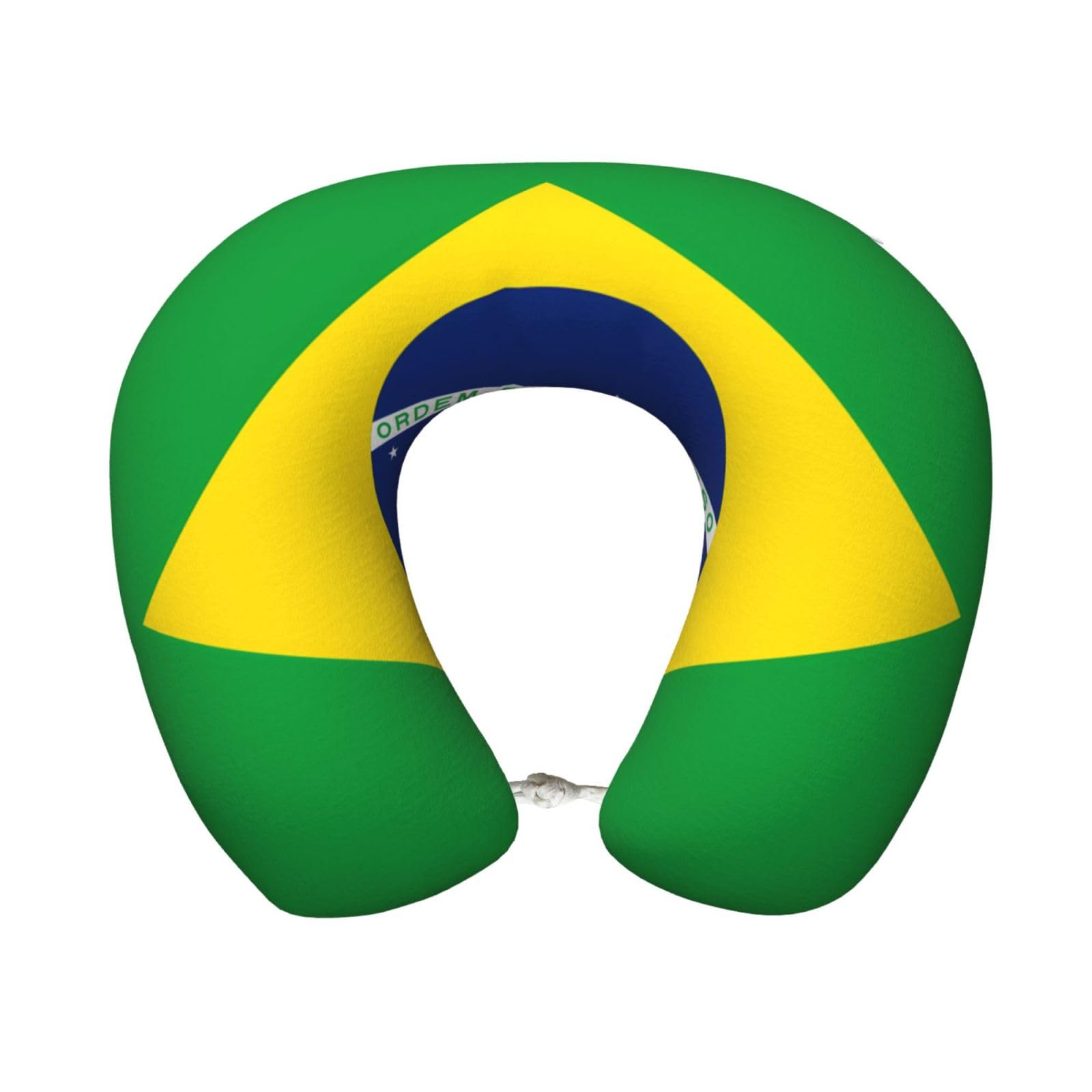 peiyeety Comfortable Brazilian Flag Print Memory Foam Travel Pillow - U-Shaped Neck Support for Trips, Office Naps, and More
