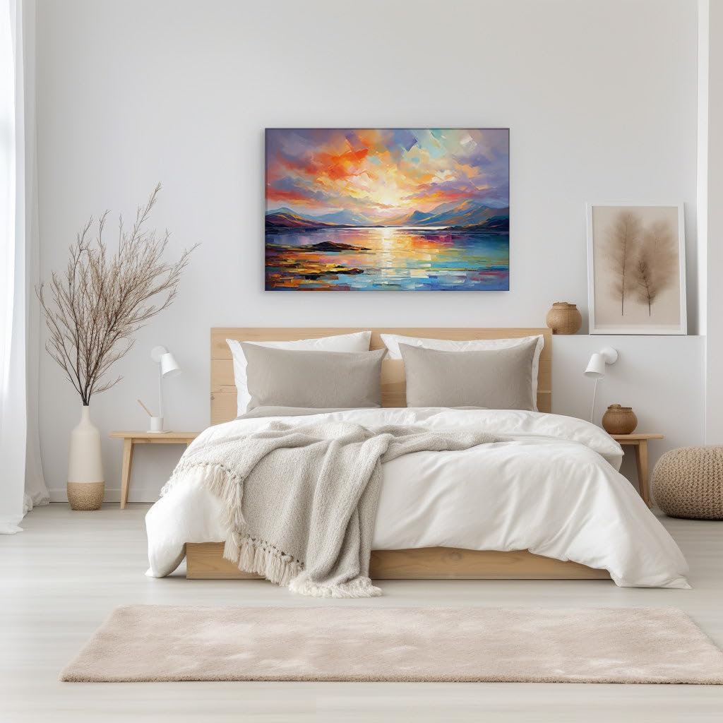 Canvas for Living room. Sunset Splendor Reflected in Tranquil Waters, 27 x 18 inch Canvas Wall Art - Contemporary Masterpieces - Modern Home Decor - 69x46 cm (27x18 inch)