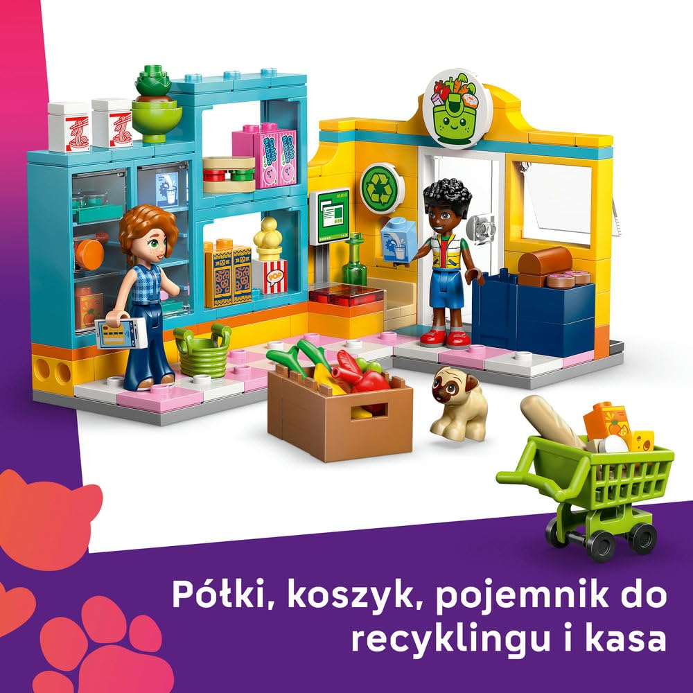 LEGO Friends Sklep spożywczy w mieście Heartlake 42680 | Zabawa w sklep, spożywcza scenka, prezent dla dziewczynki i chłopca 5+, 176 elementów