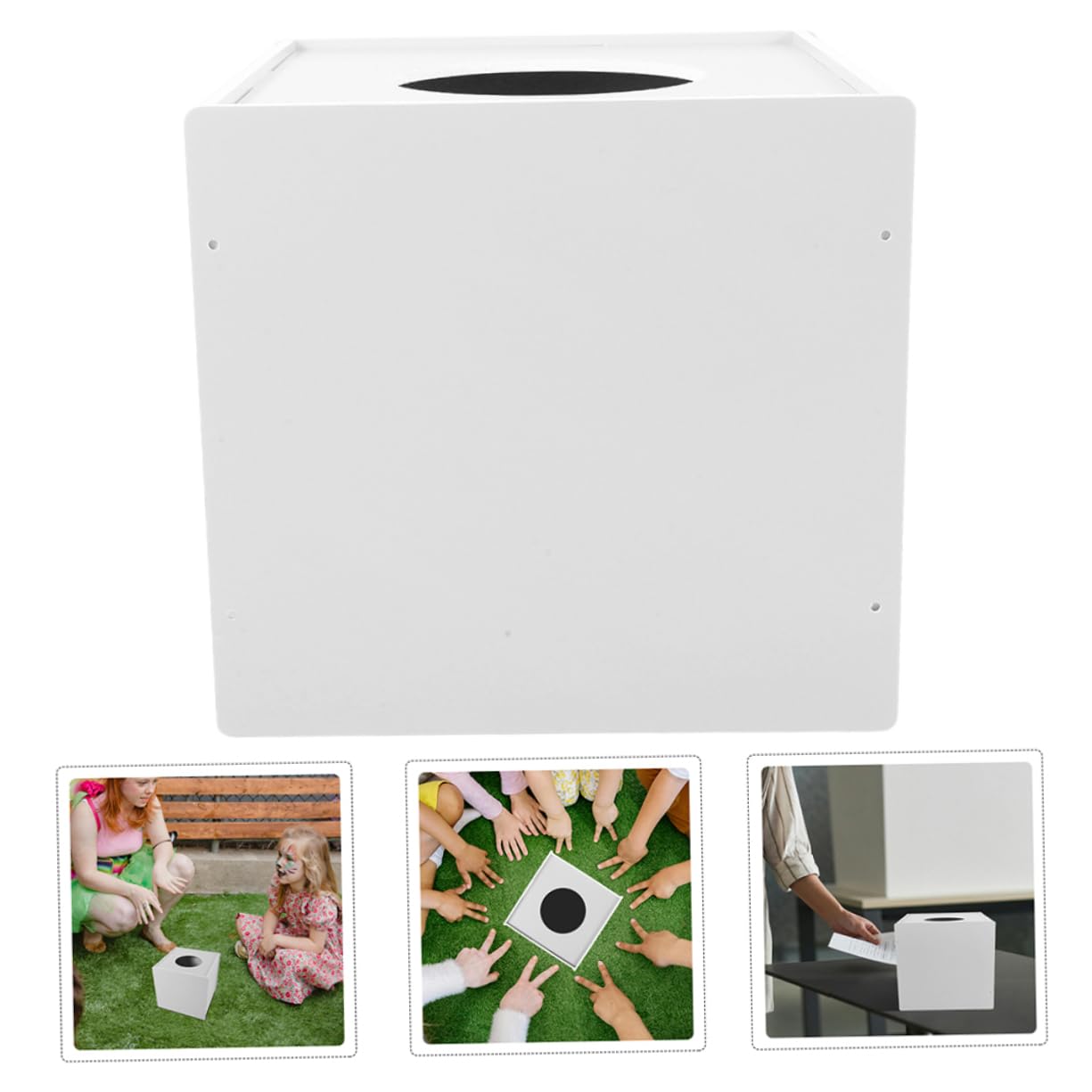 Amosfun Urne de Vote Élégante en PVC et Design Multifonctionnel et Collecte de Billets Boîte à Présents Blanche avec Grosse Capacité de Tombola pour Réunion