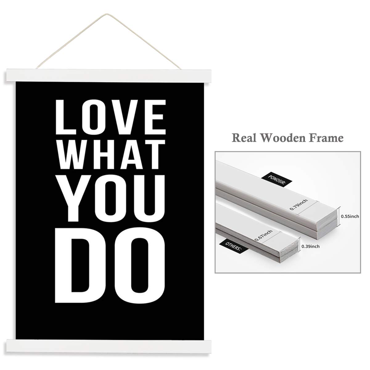 PONOSIR Poster Frame Magnetic Poster Hanger Wooden Frame for Canvas Photo Picture Print Artwork (White, 12")