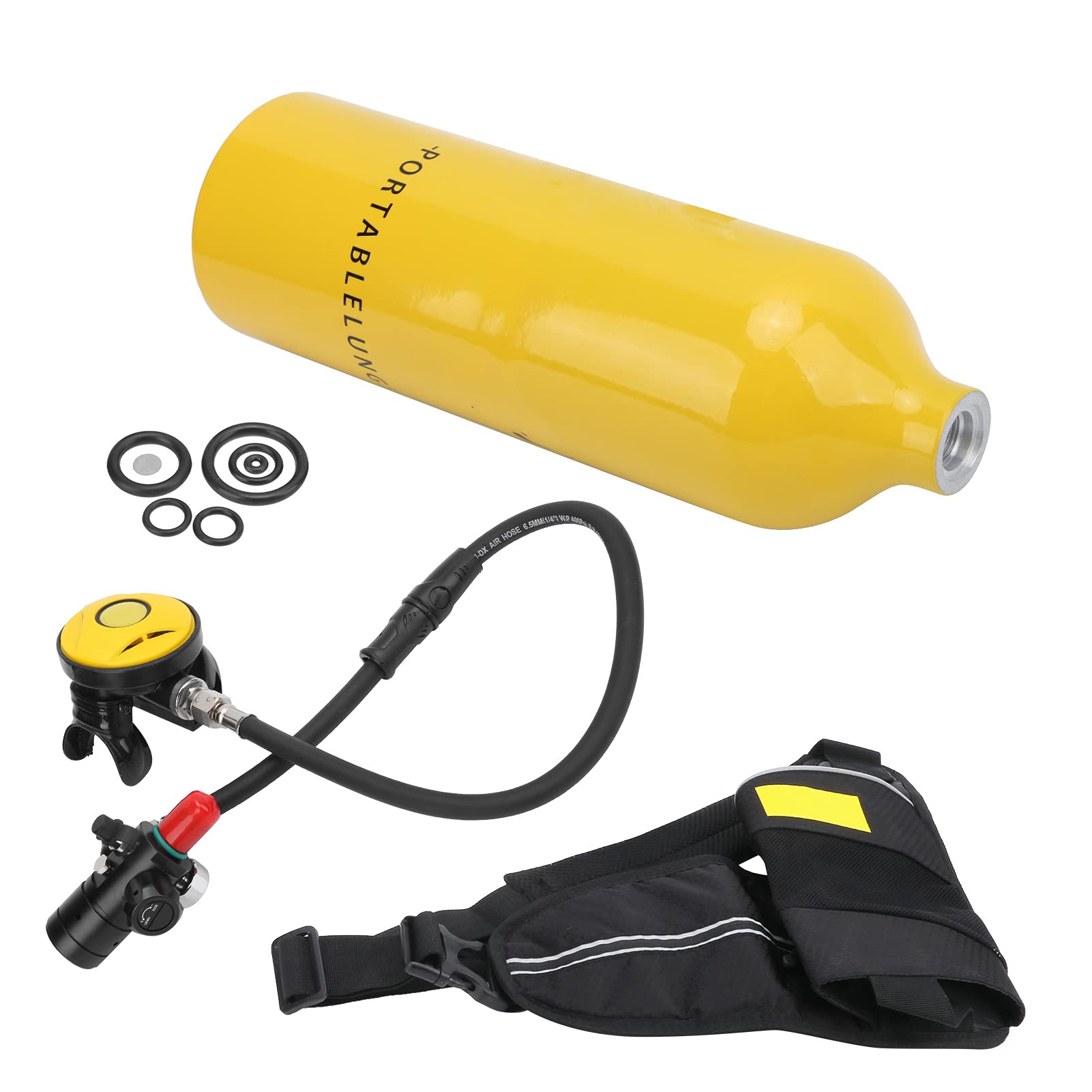 VGEBY Kit de Réservoir de Plongée, équipement de Réservoir de Plongée sous-Marine 1L Kit de Dispositif de Respiration sous-Marine pour Réservoir D'oxygène Portable avec Adaptateur(Jaune)