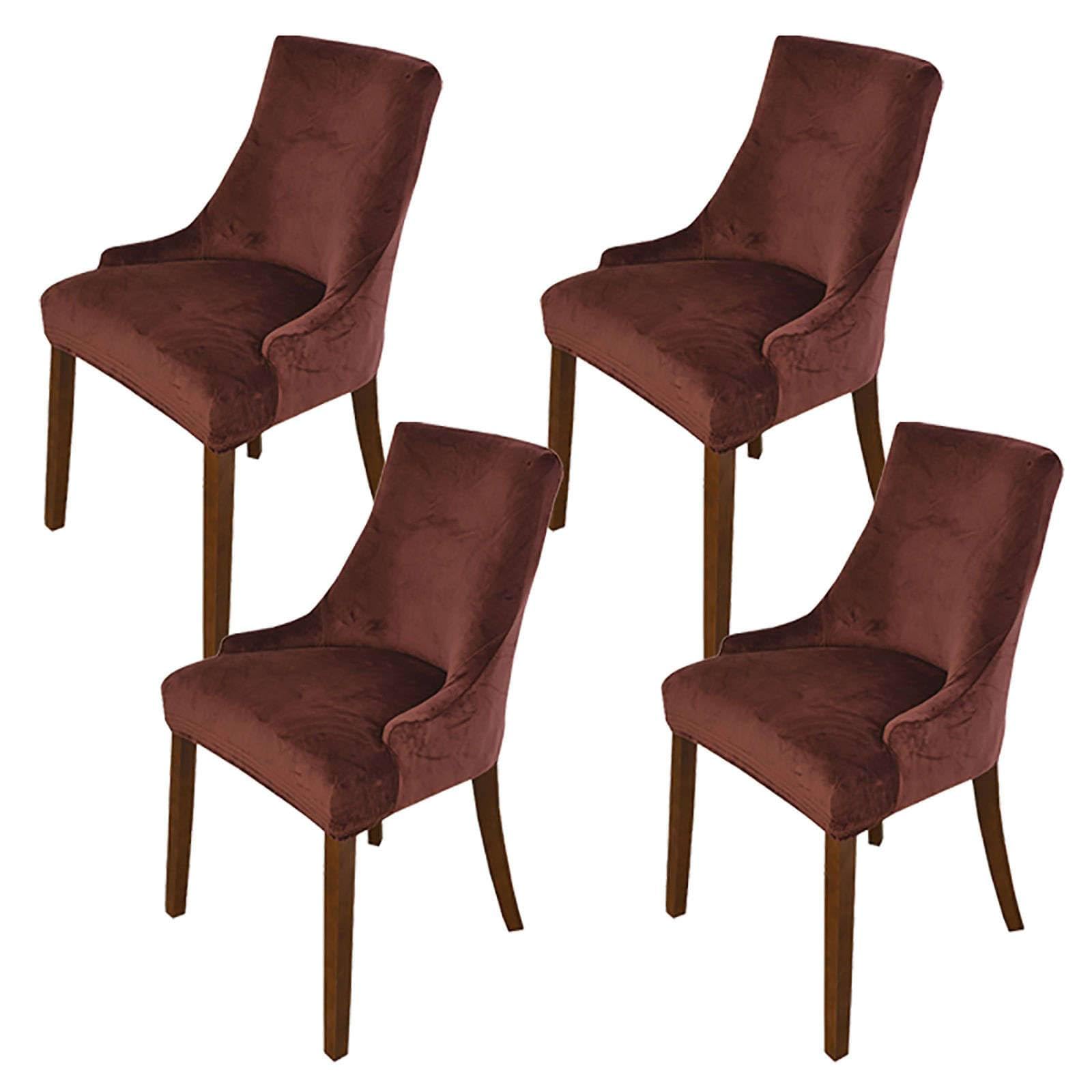 Housses de chaise à oreilles en velours de qualité supérieure or brun