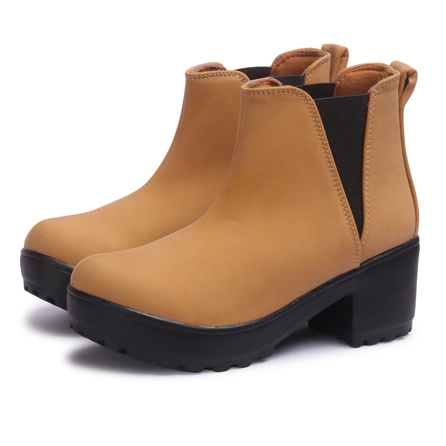 FASHIMO Women Stylish Chelsea Heel High Ankle Boots HP10-Tan-36 (B0B1861RN9) Amazon Price History, Amazon Price Tracker